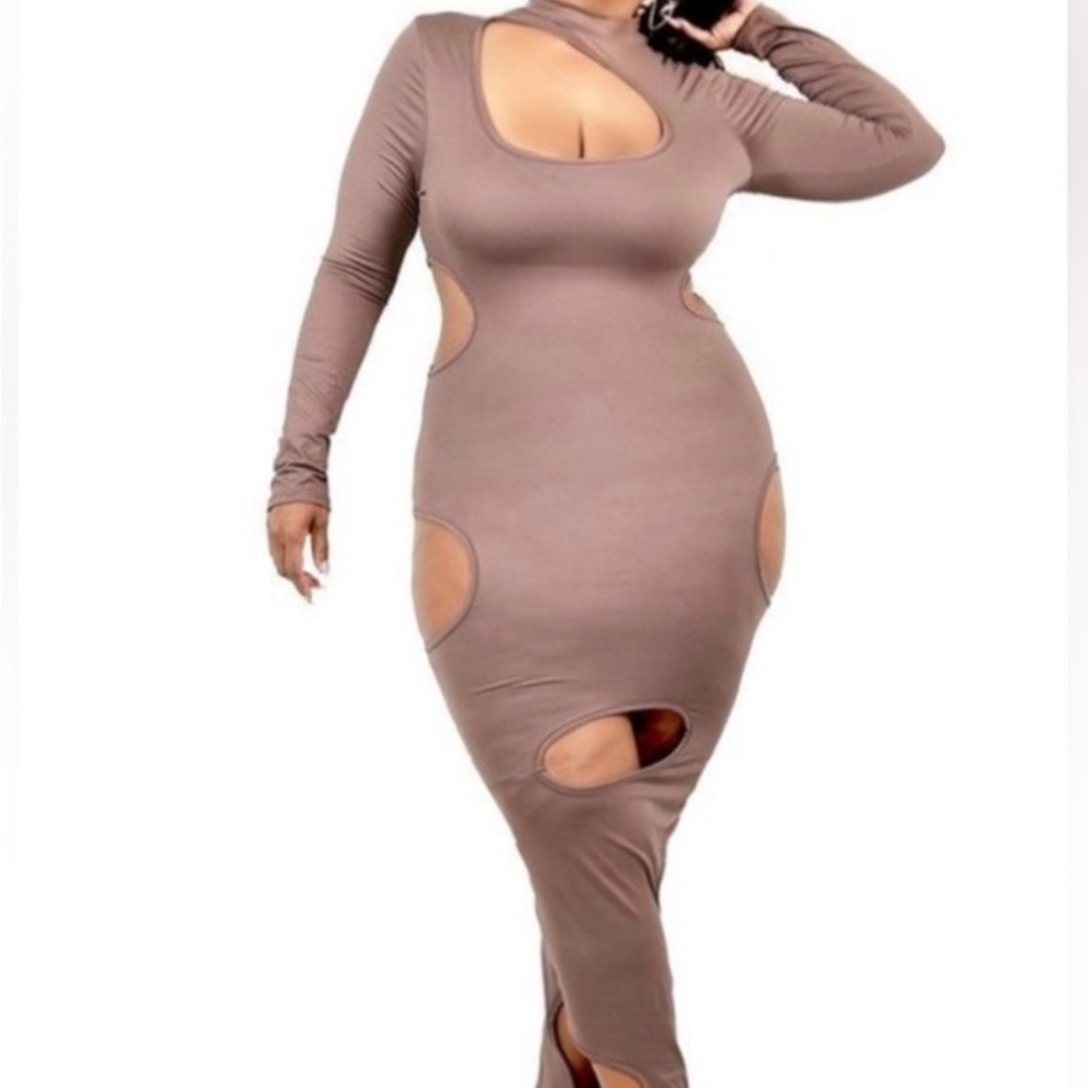 Cut-Out Maxi Dress (oatmeal color)